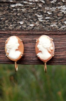 Cameo Screw Back Earrings in 9ct