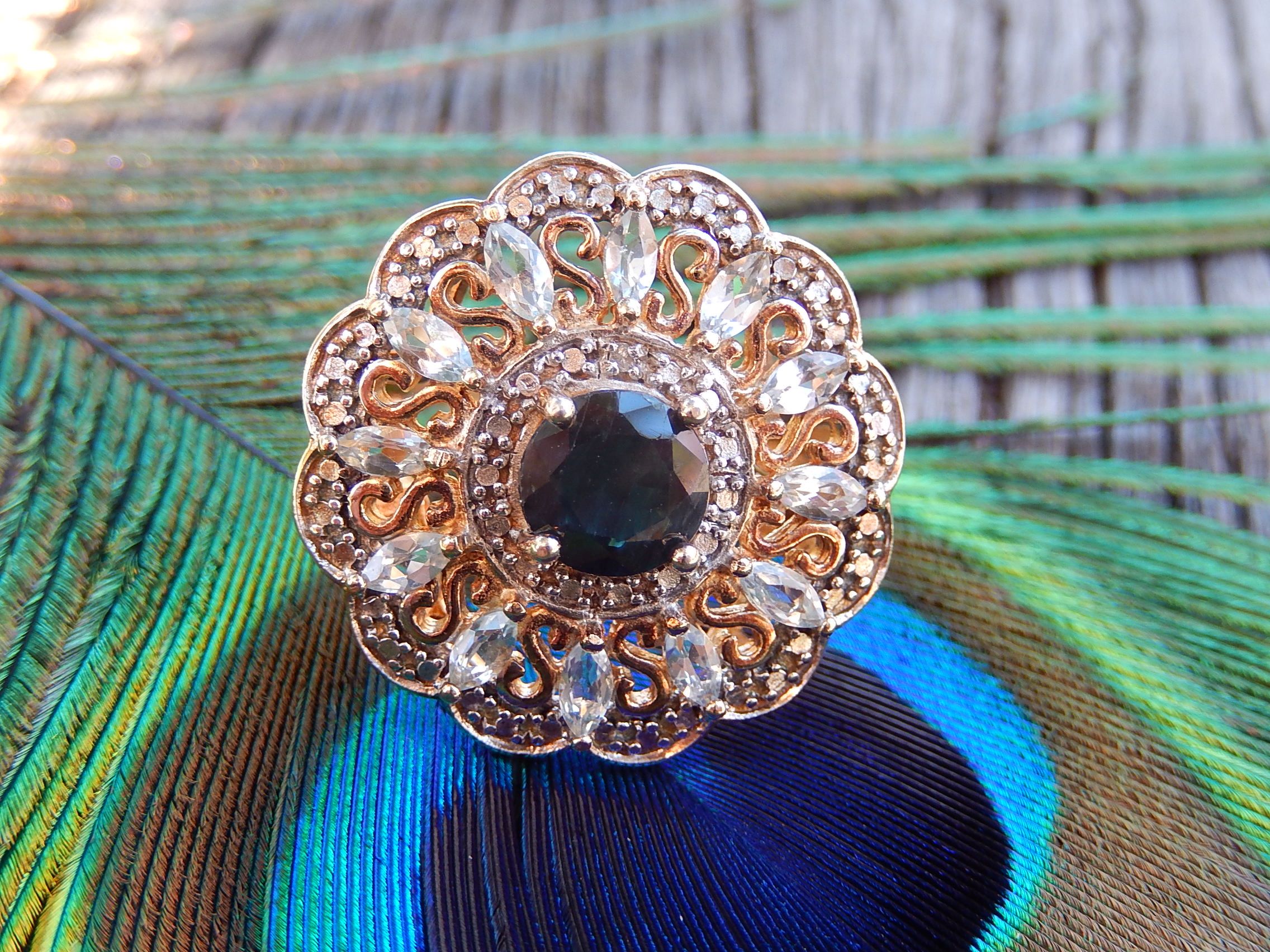 Sapphire and Topaz Gold Plate Ring - Image 2