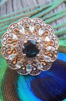 Sapphire and Topaz Gold Plate Ring