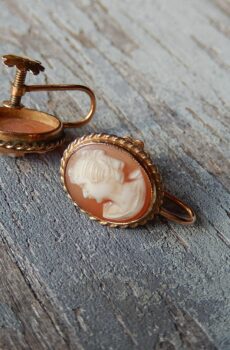 Cameo Shell Screw Back Earrings in 9ct Gold