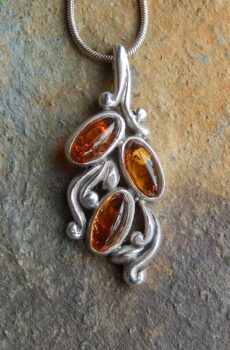 Reconstituted Amber Pendant on Sterling Silver Chain