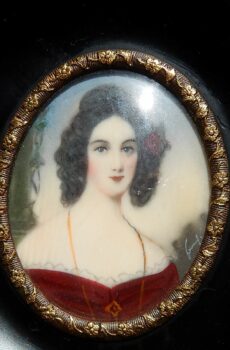 Signed Original Miniature Portrait On Tile c.1900
