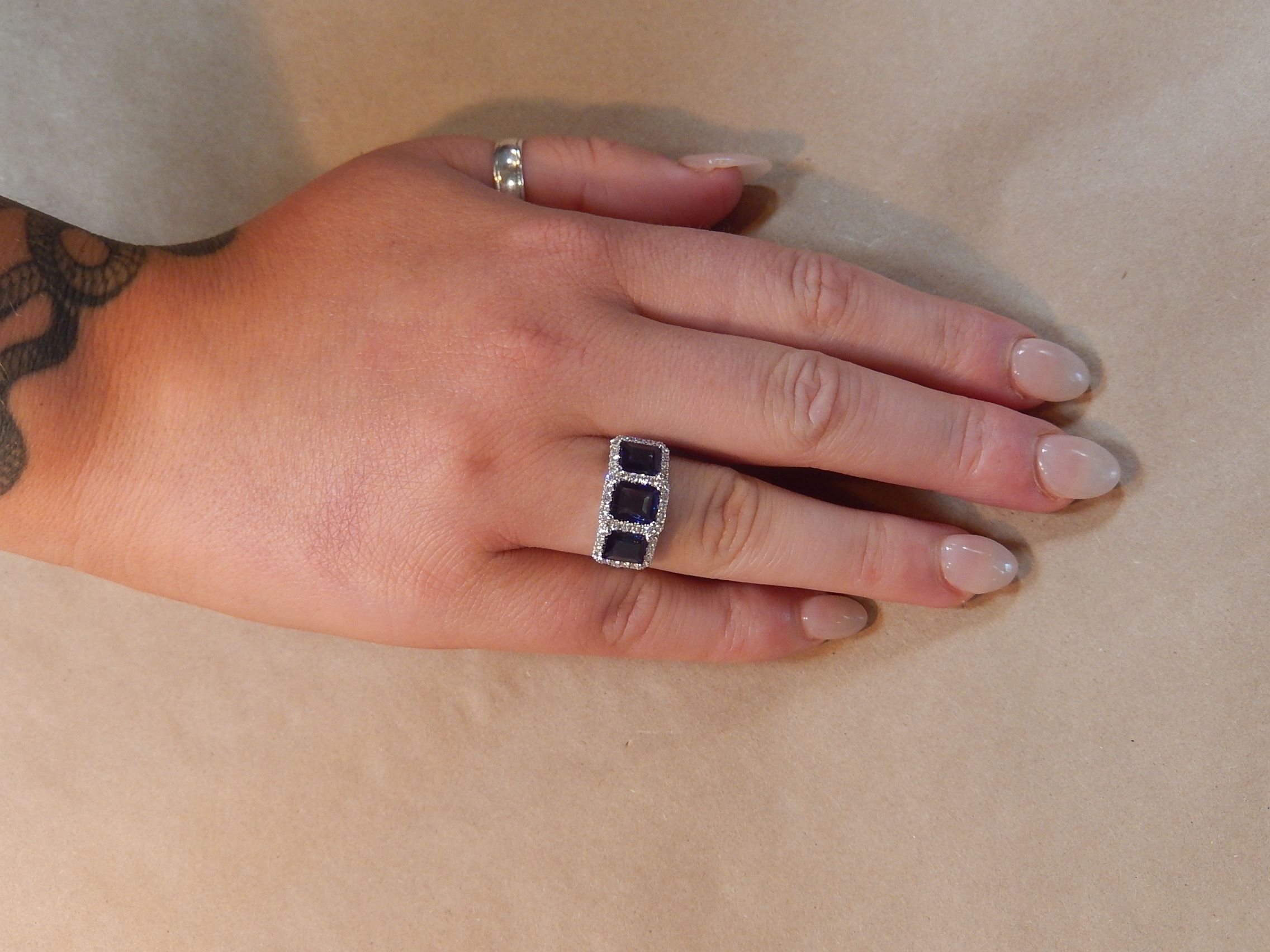 -SOLD- Burmese Sapphire and Diamond Ring in 18ct White Gold - Image 11