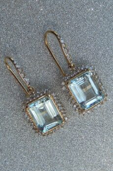Aquamarine and Diamond Earrings in 14ct Gold