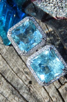 Aquamarine and Diamond Earrings in Platinum