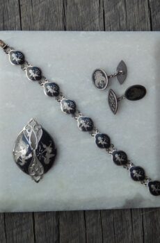 Siam Sterling Silver Brooch and Cufflinks