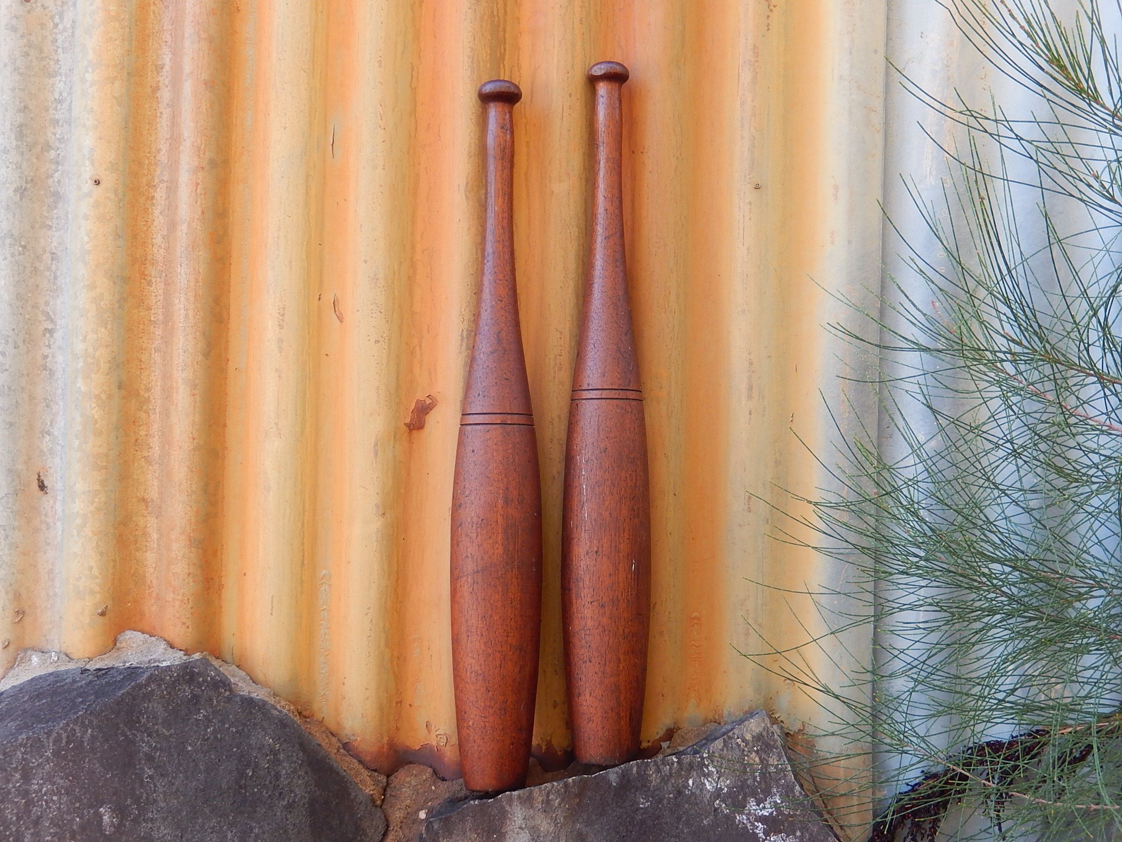 Pair of Oak Juggling Clubs c.1900