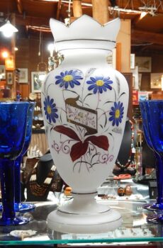 Victorian Hand Painted Milk Glass Vase
