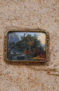 Hand Painted Miniature in Gold Plated Brooch c.1880