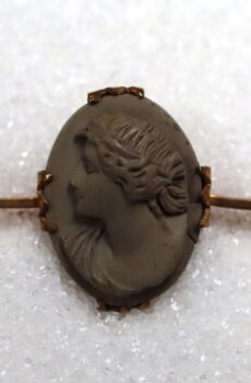 Lava Stone Cameo in Gold Plate c.1890