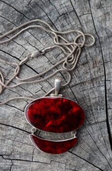 Red Abalone Shell in Sterling Silver