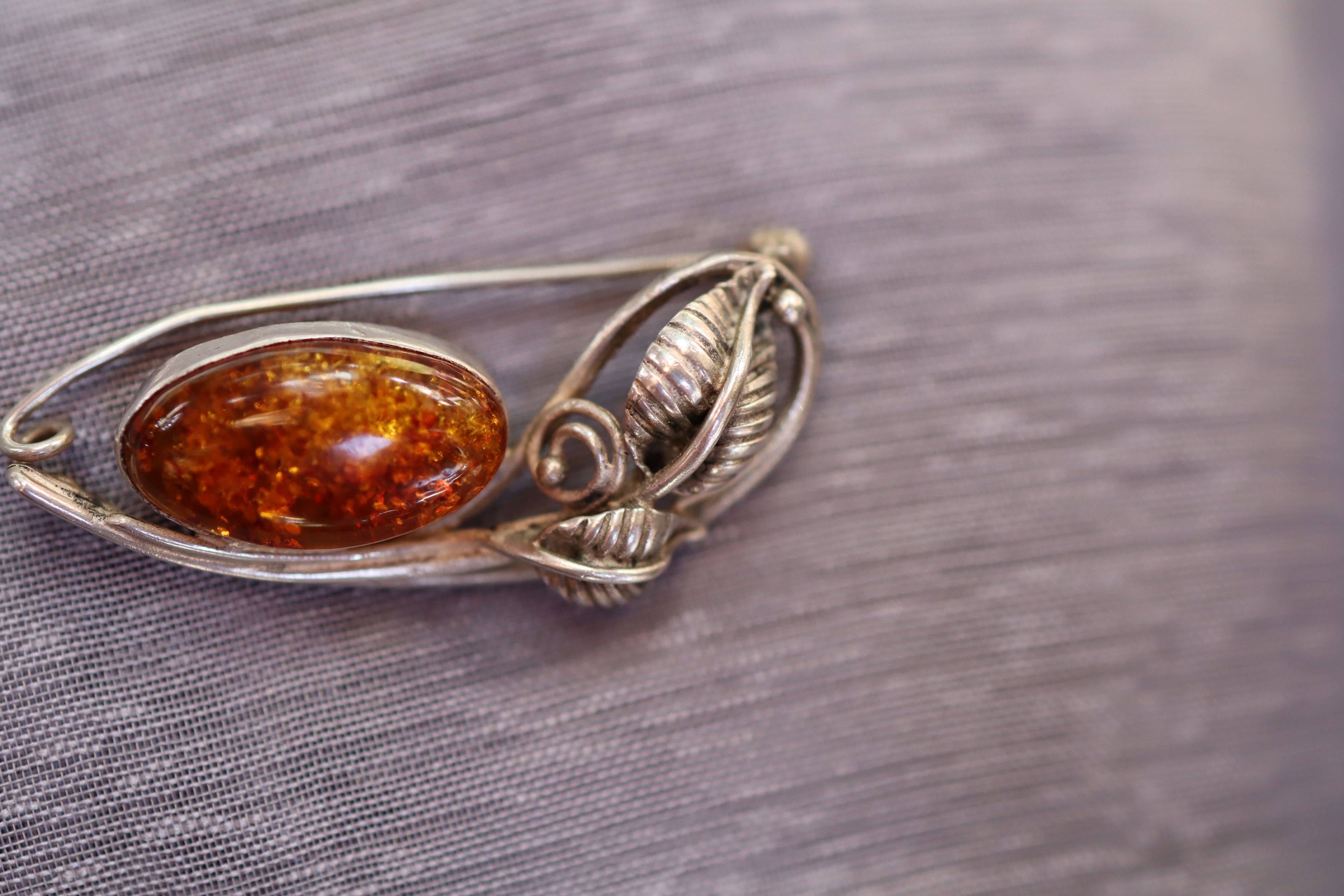 Amber Brooch in Sterling Silver The Shop in the Bush