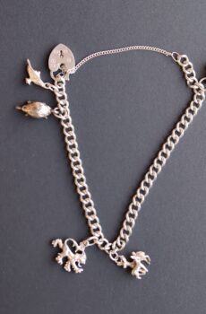 Sterling Silver Padlock Charm Bracelet with 5 Charms