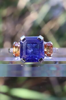 Tanzanite and Orange Sapphire Ring in 14ct White Gold