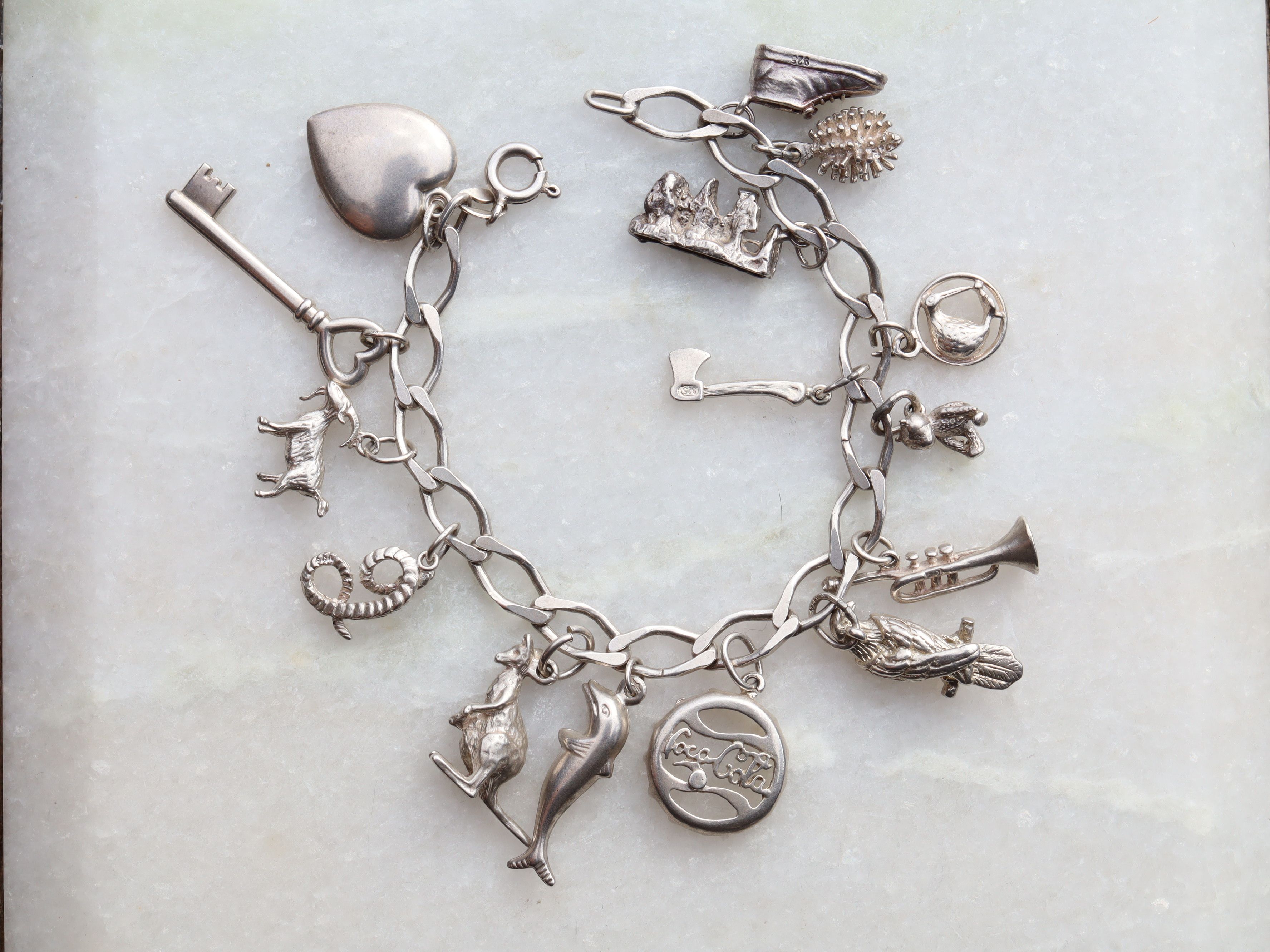 Sterling Silver Charm Bracelet With 15 Charms - Image 7