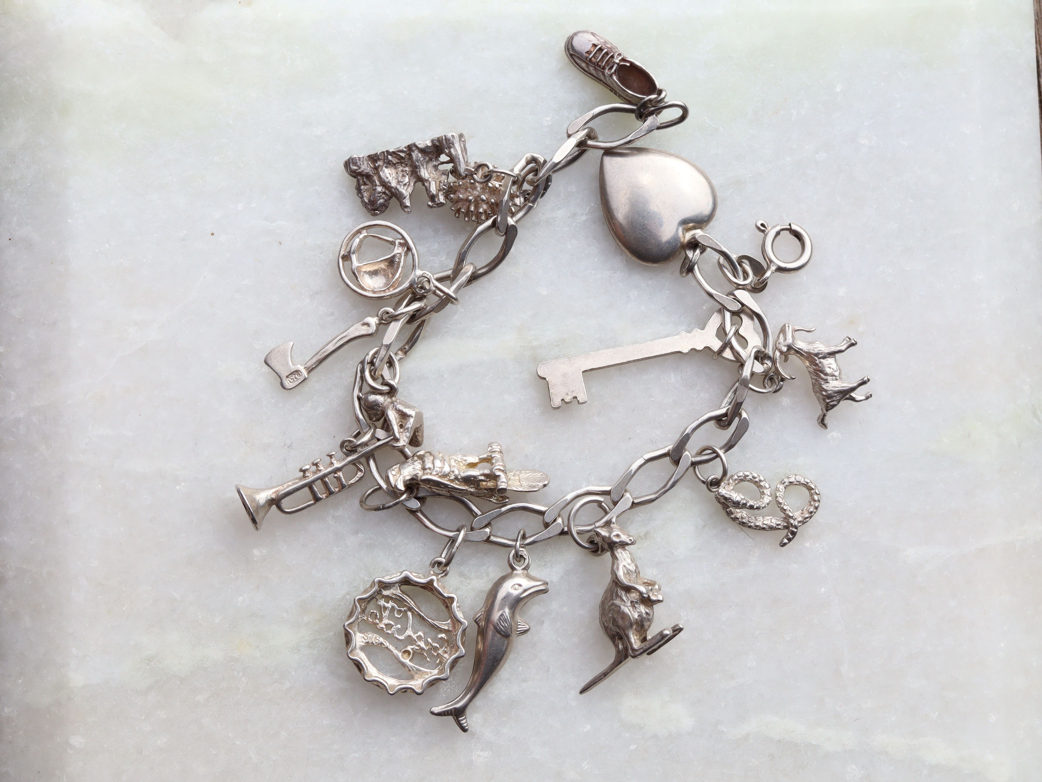 Sterling Silver Charm Bracelet With 15 Charms - Image 8