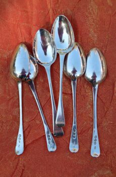 Set of 6 Sterling Silver Teaspoons London c.1820