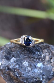 Sapphire and Diamond in 18ct Gold and Palladium