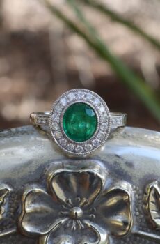 Colombian Emerald and Diamond Ring in Platinum