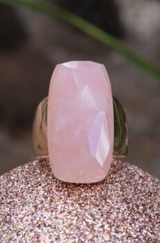 Rose Quartz Bronzallure Ring in 18ct Rose Gold Plate