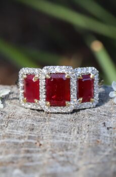 Ruby and Diamond Trilogy Ring in Platinum