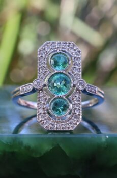 Colombian Emerald and Diamond Ring in 18ct White Gold