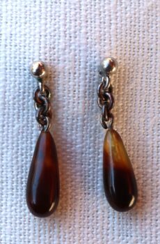 Tortoise Shell Earrings in Sterling Silver